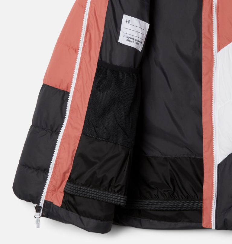 Girls' Arctic Blast Ski Jacket, Color: Dark Coral, Shark, White, image 3