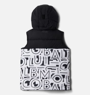 graphic-print hooded gilet