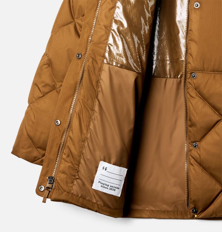 Thumbnail: Girls' Forest Park Down Hooded Puffy Jacket, Color: Delta Ripstop, Mineral Pink, image 3
