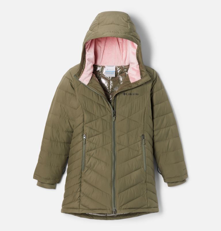 Girls' Heavenly Long Jacket, Color: Stone Green, image 1