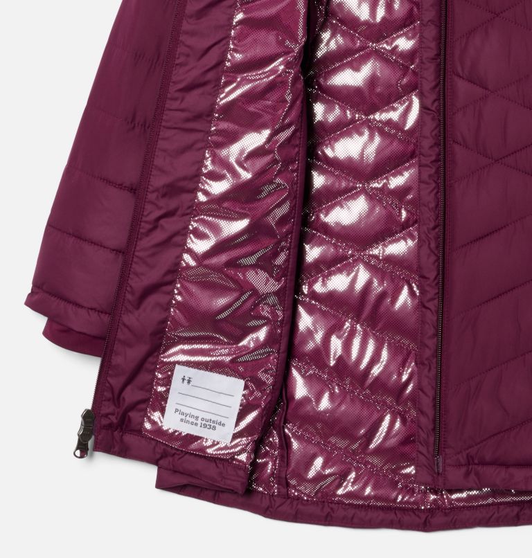 Girls' Heavenly Long Insulated Jacket, Color: Marionberry, image 3