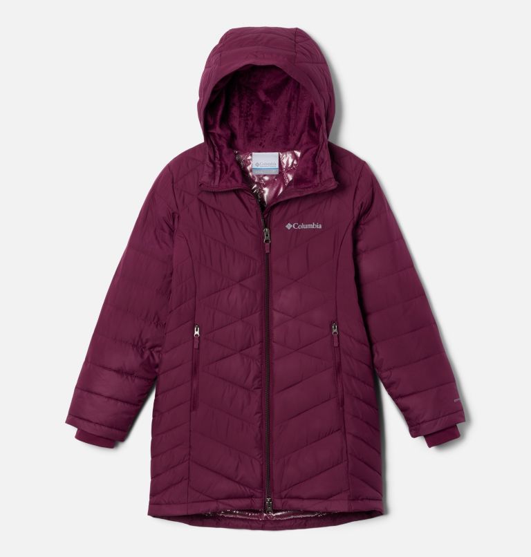 Girls' Heavenly Long Insulated Jacket, Color: Marionberry, image 1