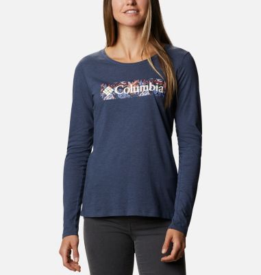 Women's Blustery Peak Long Sleeve Shirt Blustery Peak&trade; LS Tee | 467 | L, Nocturnal Heather, CSC Leafscape, front