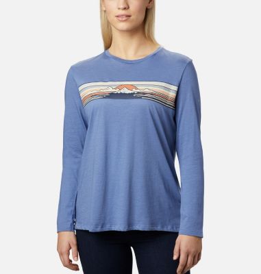 Women's Autumn Trek Long Sleeve Relaxed T-Shirt Autumn Trek&trade; LS Relaxed Tee | 466 | L, Velvet Cove Heather, Dotty Heaven, front