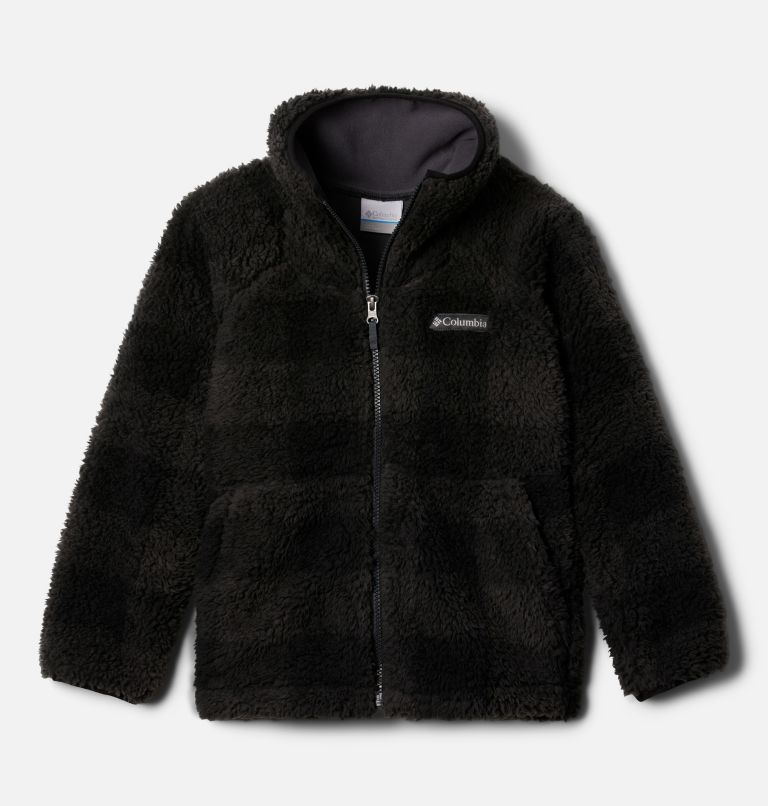 Boys' Winter Pass Printed Sherpa Fleece Jacket, Color: Black Check, image 1