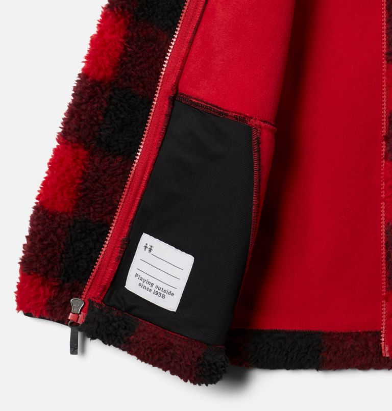 Thumbnail: Kids' Winter Pass Printed Sherpa Full Zip Fleece Jacket, Color: Mountain Red Check, image 3