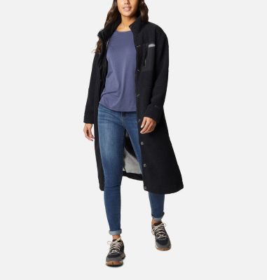 Trench long en cuir PU brillant noir pour femme avec fermeture éclair et capuche, Noir , S
