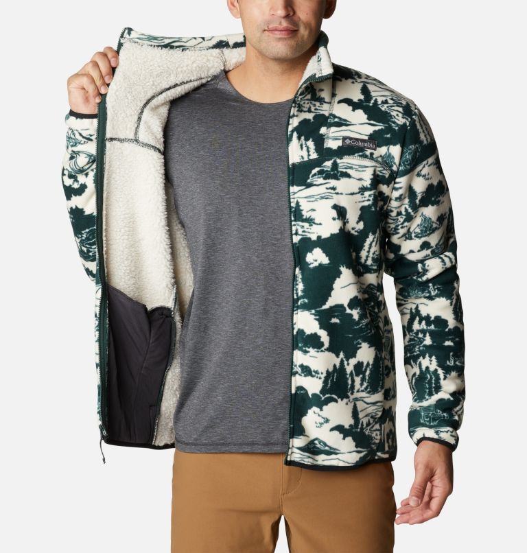 Men's Winter Pass Sherpa Fleece Jacket, Color: Spruce Roasted Print, image 5