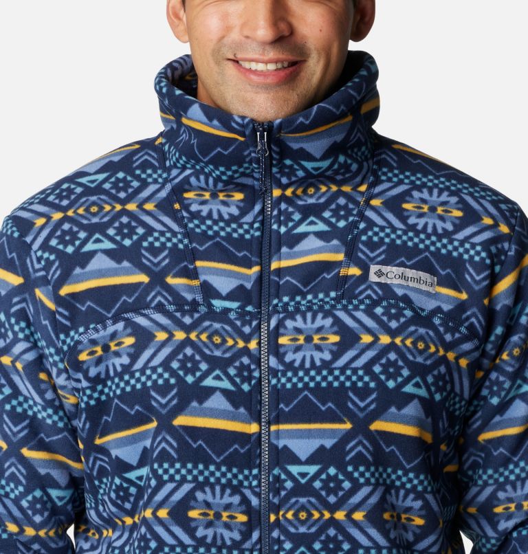 Men's Winter Pass Sherpa Fleece Jacket, Color: Collegiate Navy Checkered Peaks Print, image 4