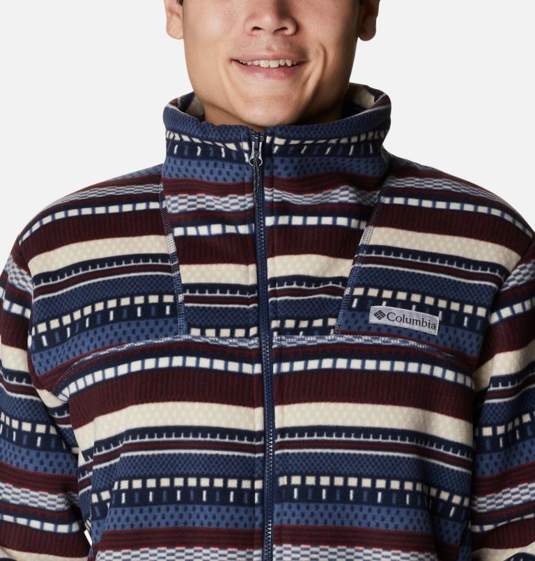 Men's Winter Pass Sherpa Fleece Jacket, Color: Dark Mountain Apres Stripe Print, image 4