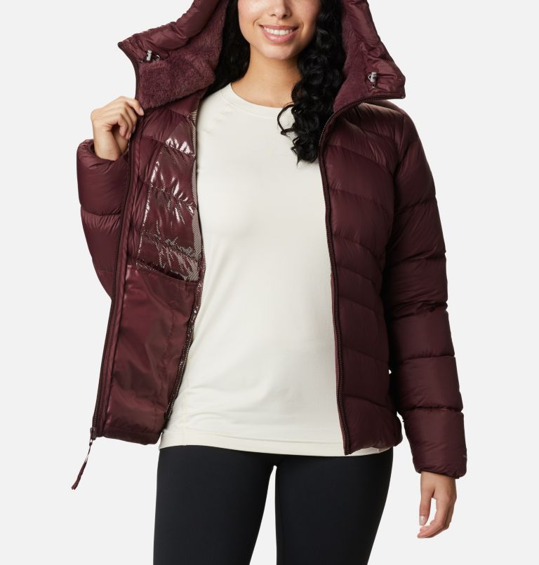 Women's Autumn Park Down Hooded Jacket, Color: Malbec, image 5