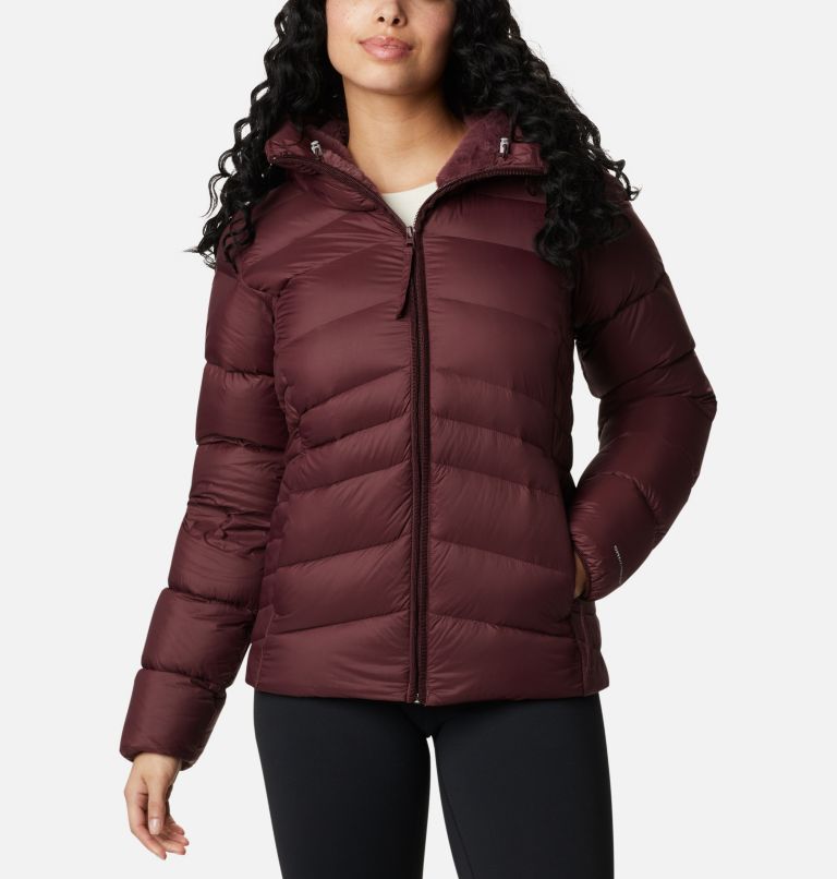 Women's Autumn Park Down Hooded Jacket, Color: Malbec, image 1