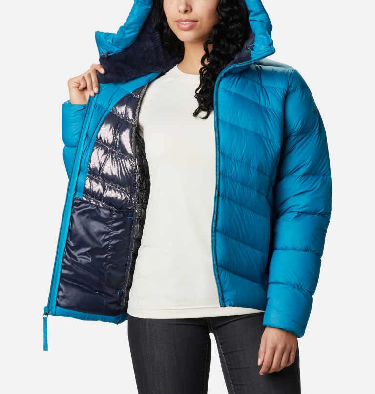 Women's Autumn Park Down Hooded Jacket, Color: Fjord Blue, image 5