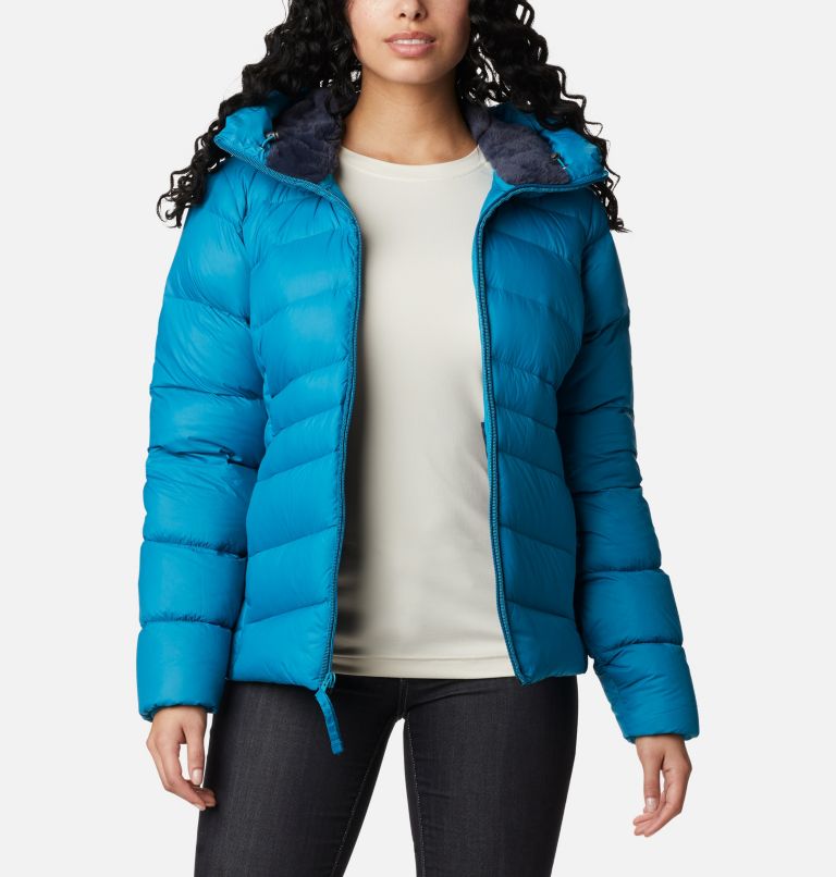 Women's Autumn Park Down Hooded Jacket, Color: Fjord Blue, image 1