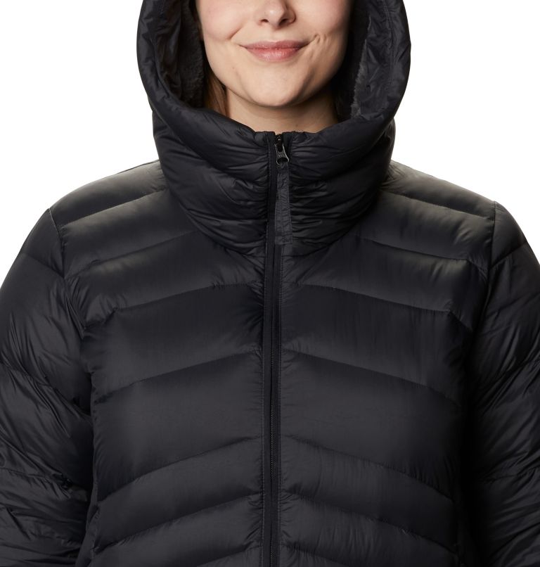 Women's Autumn Park Down Hooded Jacket - Plus Size, Color: Black