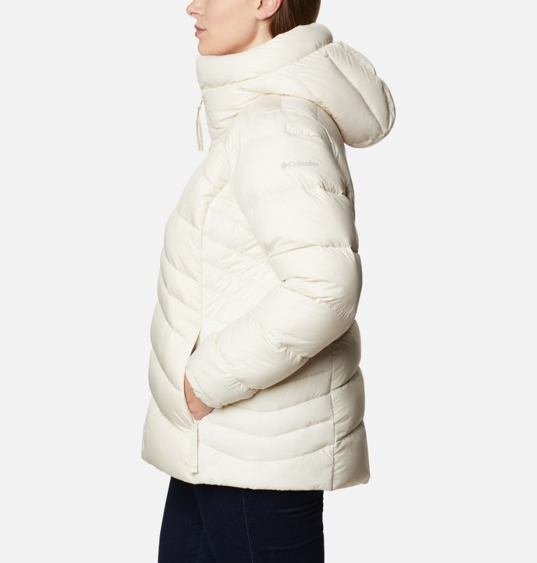 Women's Autumn Park Down Hooded Jacket - Plus Size, Color: Chalk, image 3