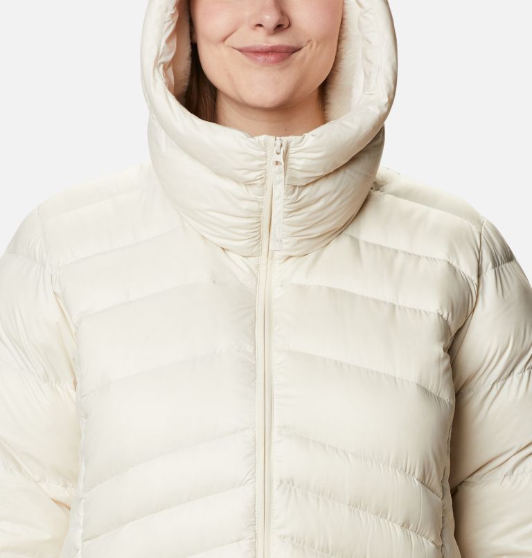 Women's Autumn Park Down Hooded Jacket - Plus Size, Color: Chalk, image 4