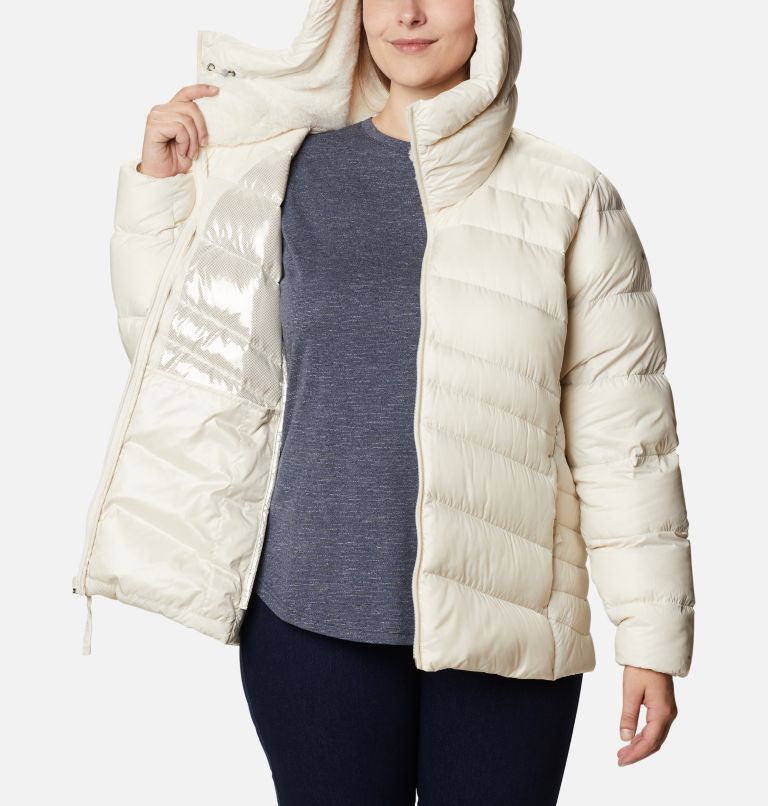 Women's Autumn Park Down Hooded Jacket - Plus Size, Color: Chalk, image 5