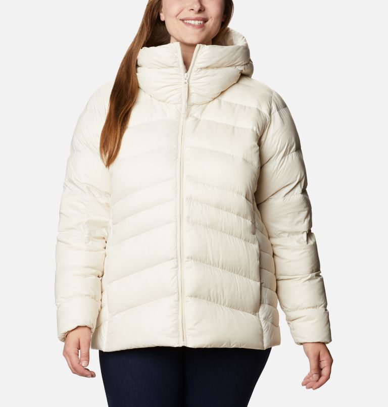 Women's Autumn Park Down Hooded Jacket - Plus Size, Color: Chalk, image 1