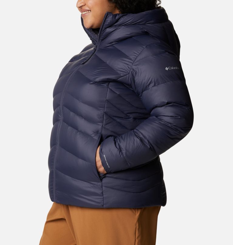 Women's Autumn Park Down Hooded Jacket - Plus Size, Color: Nocturnal, image 3