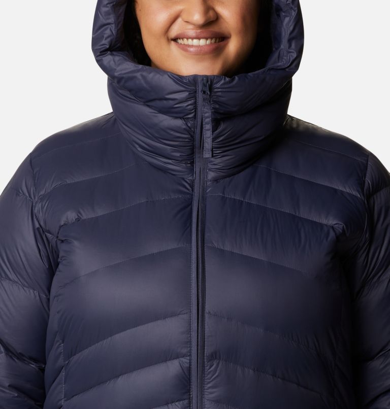 Women's Autumn Park Down Hooded Jacket - Plus Size, Color: Nocturnal, image 4