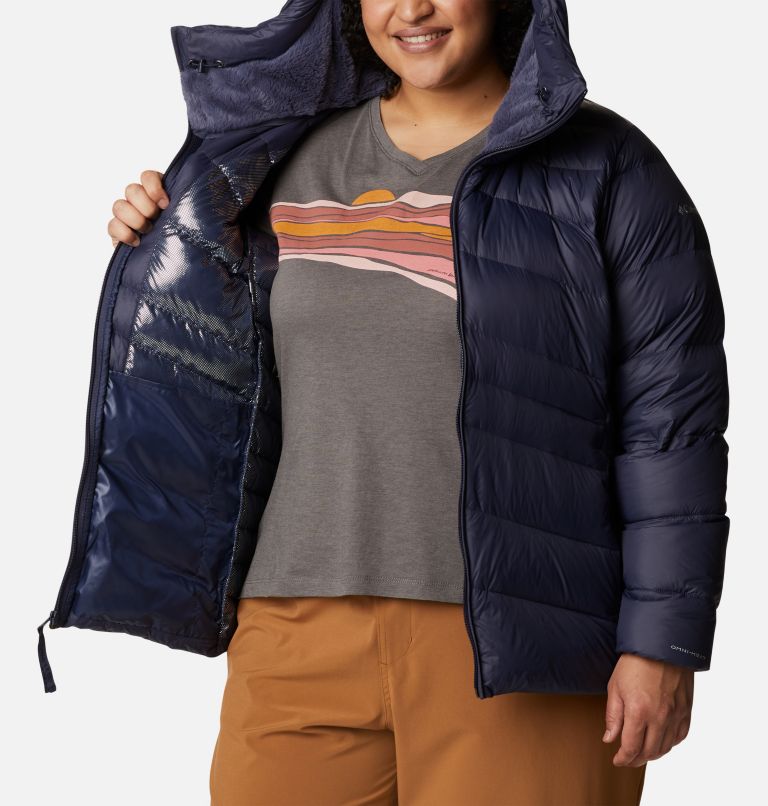 Women's Autumn Park Down Hooded Jacket - Plus Size, Color: Nocturnal, image 5