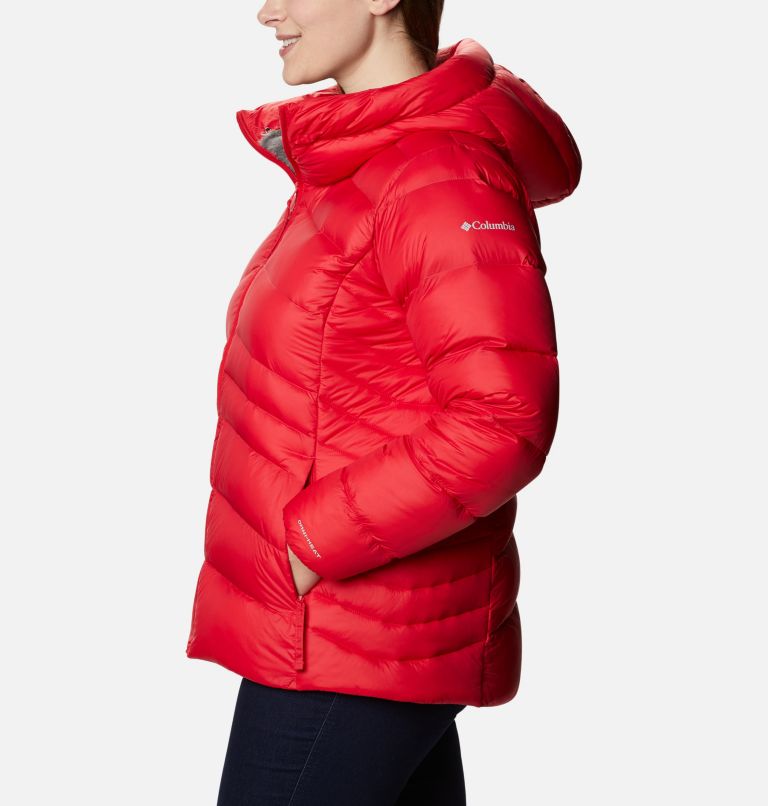 Women's Autumn Park Down Hooded Jacket - Plus Size, Color: Red Lily, image 3