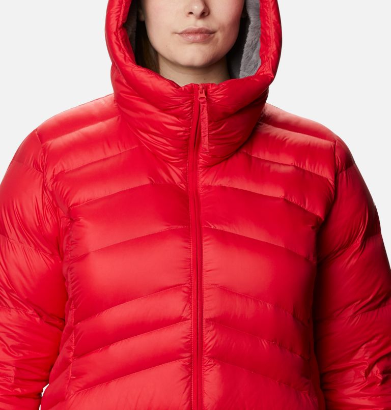 Women's Autumn Park Down Hooded Jacket - Plus Size, Color: Red Lily, image 4