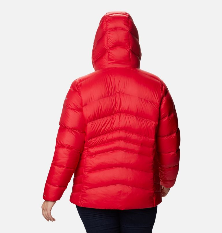 Women's Autumn Park Down Hooded Jacket - Plus Size, Color: Red Lily, image 2