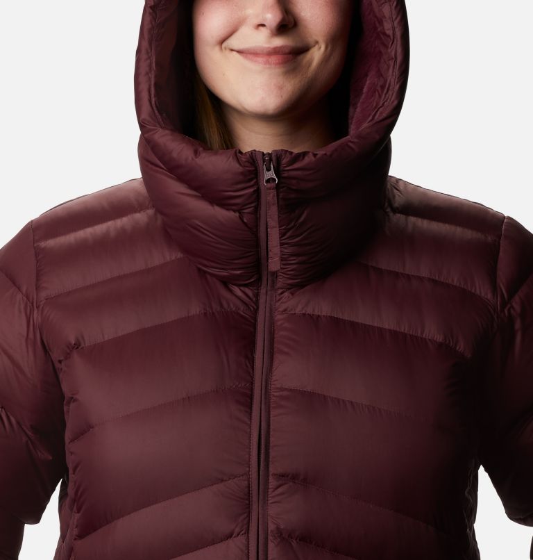 Women's Autumn Park Down Hooded Jacket - Plus Size, Color: Malbec, image 4