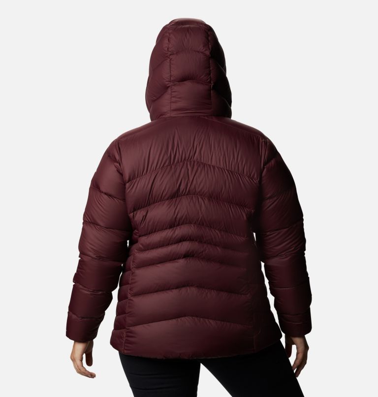 Women's Autumn Park Down Hooded Jacket - Plus Size, Color: Malbec, image 2