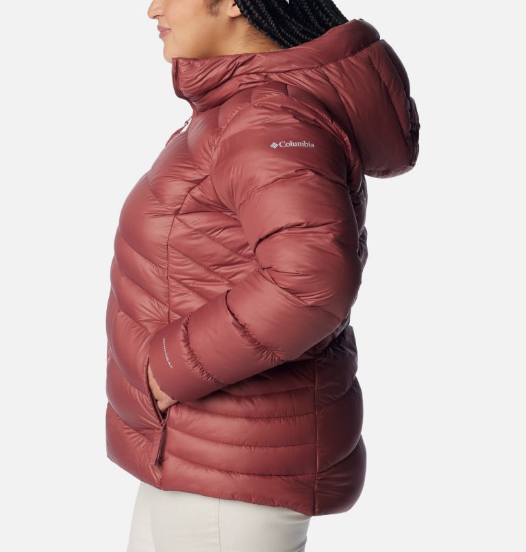 Women's Autumn Park Down Hooded Jacket - Plus Size, Color: Beetroot, image 3