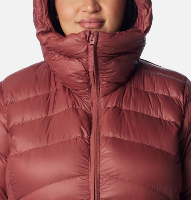 Women's Autumn Park Down Hooded Jacket - Plus Size, Color: Beetroot, image 4