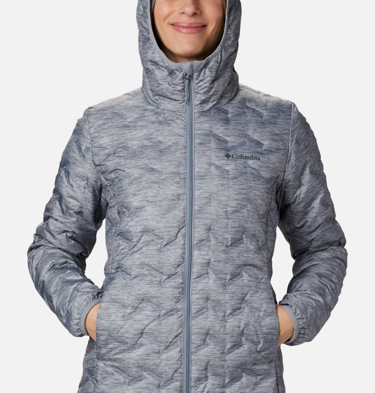 Women's Delta Ridge Long Down Jacket, Color: Tradewinds Grey Heather Print, image 4