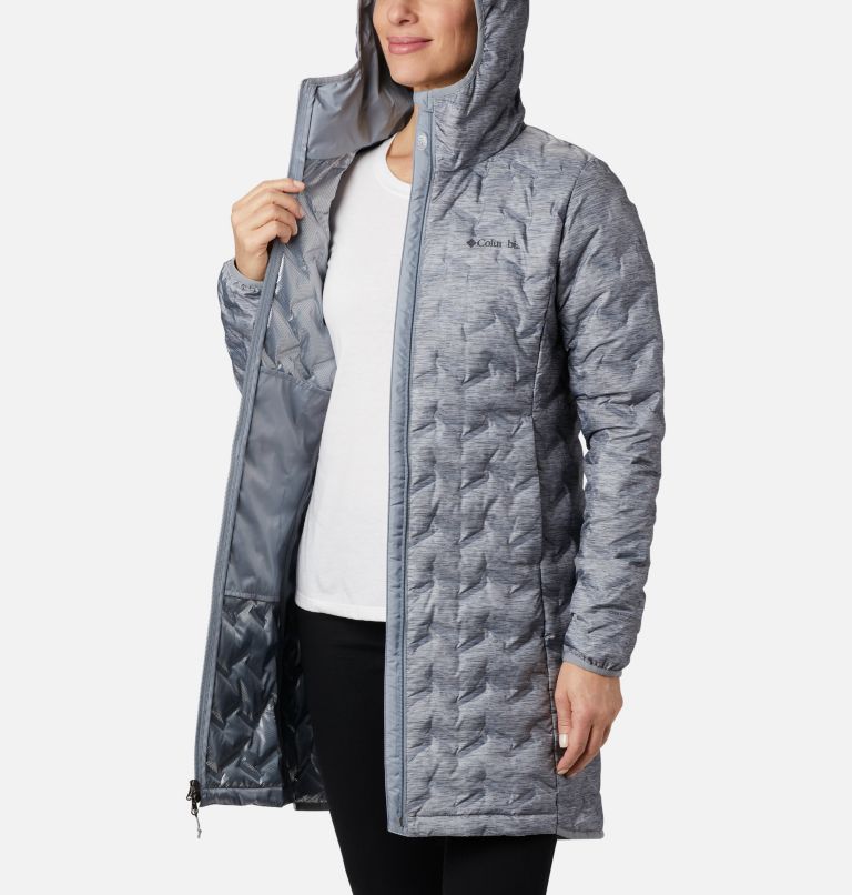 Women's Delta Ridge Long Down Jacket, Color: Tradewinds Grey Heather Print, image 5
