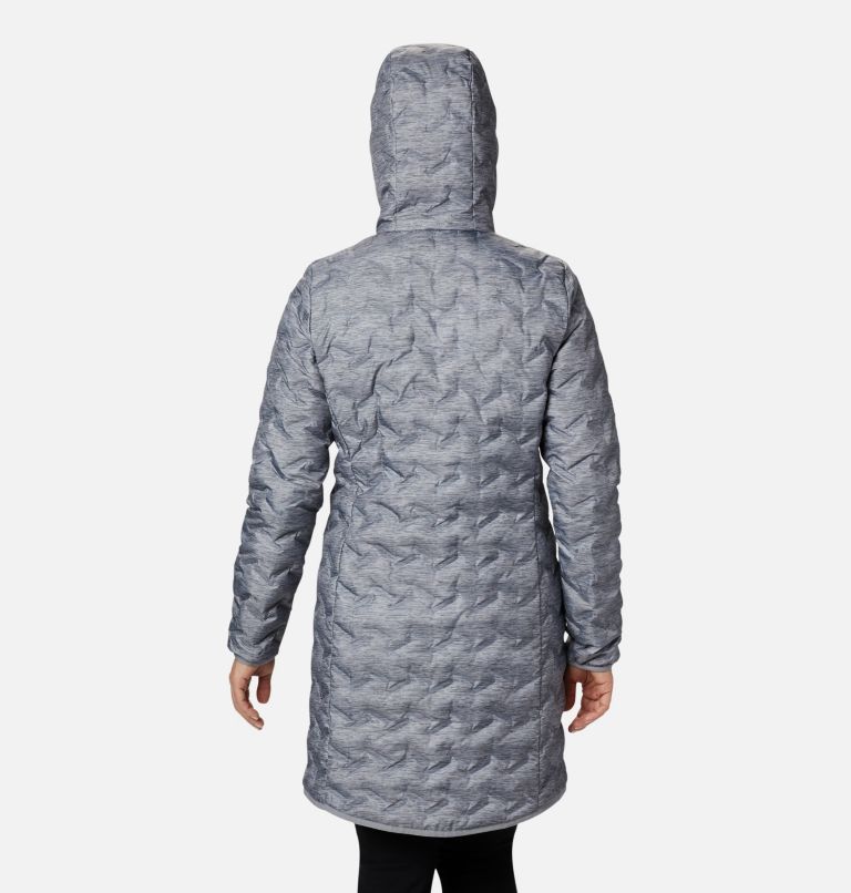 Women's Delta Ridge Long Down Jacket, Color: Tradewinds Grey Heather Print, image 2