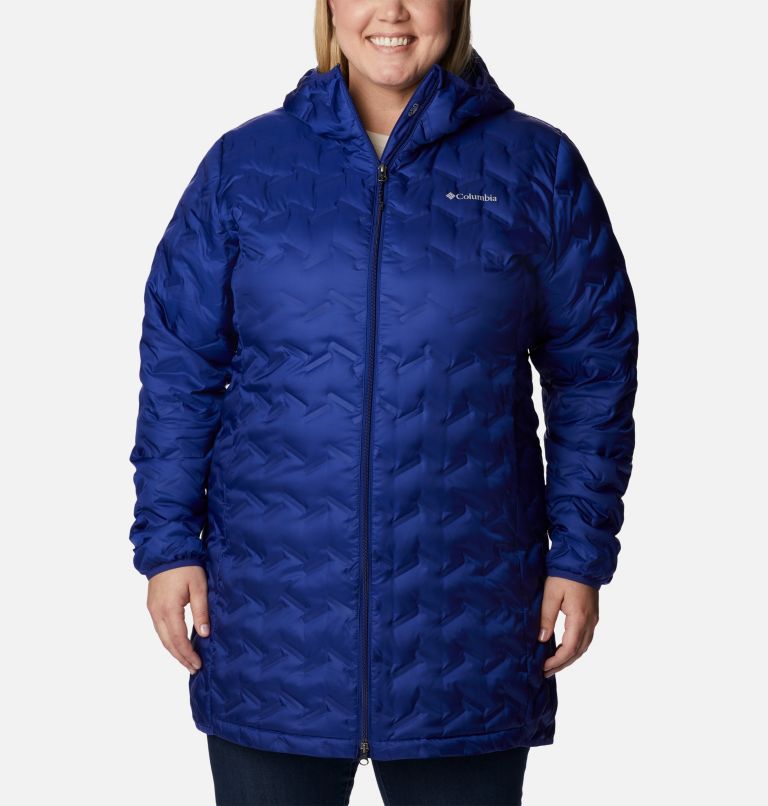 Thumbnail: Women's Delta Ridge Long Down Jacket - Plus Size, Color: Dark Sapphire, image 1