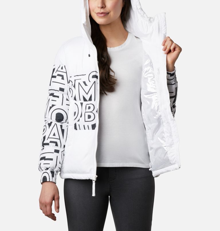 Pike Lake II Insulated Jacket | 100 | M, Color: White, White Typo Print, image 5