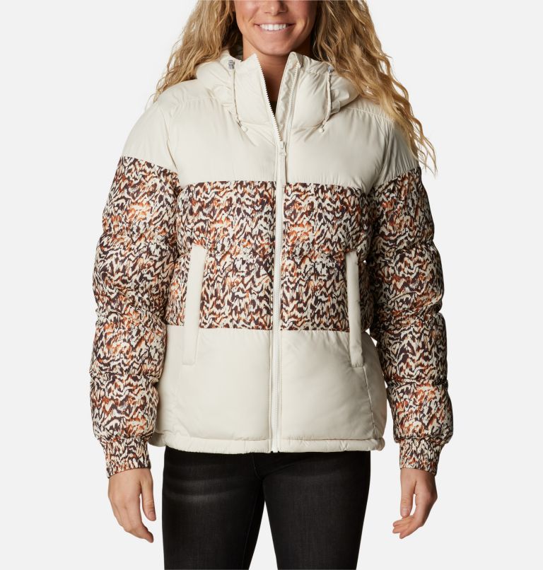 Thumbnail: Women's Pike Lake II Insulated Hooded Puffer Jacket, Color: Chalk, Warm Copper Terrain Print, image 1