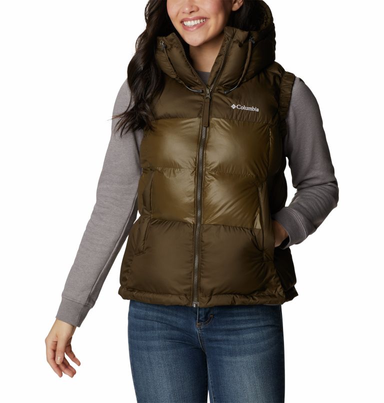 Women's Pike Lake II Hooded Insulated Puffer Vest, Color: Olive Green, image 1