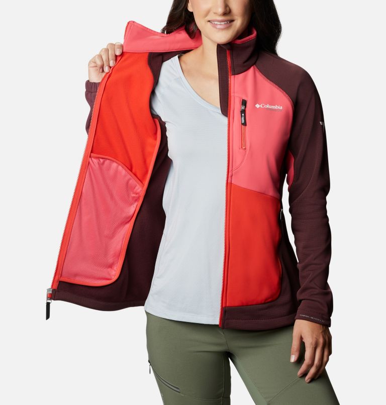 W Powder Chute Fleece Jacket | 671 | M, Color: Malbec, Bright Geranium, Bold Orange, image 5