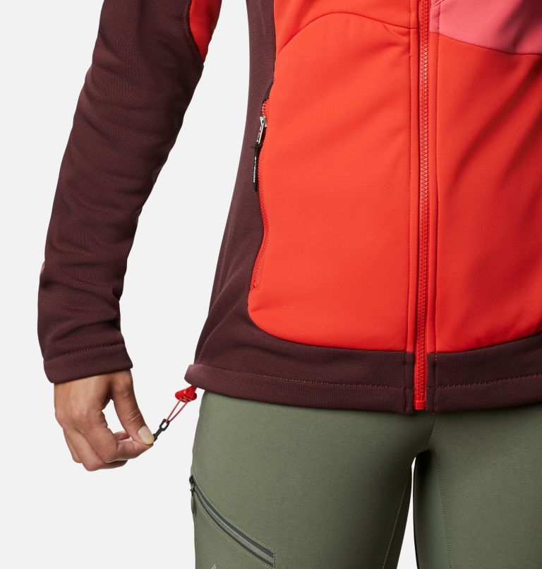 W Powder Chute Fleece Jacket | 671 | M, Color: Malbec, Bright Geranium, Bold Orange, image 6