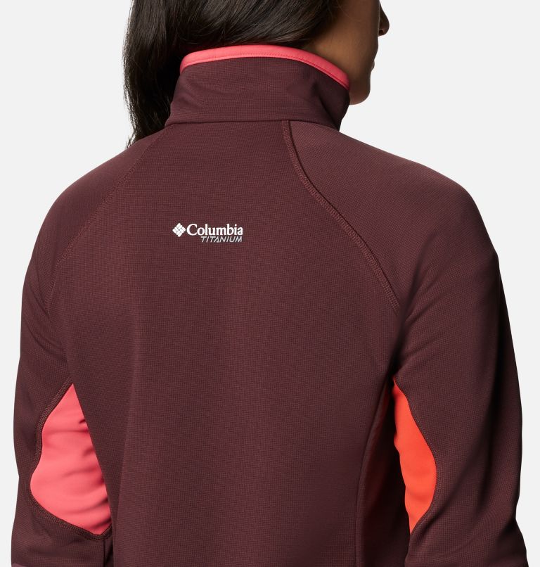 W Powder Chute Fleece Jacket | 671 | M, Color: Malbec, Bright Geranium, Bold Orange, image 7