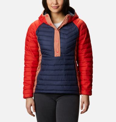 Women's Powder Lite Insulated Anorak Powder Lite&trade; Insulated Anorak | 466 | S, Nocturnal, Bold Orange, Nova Pink, front