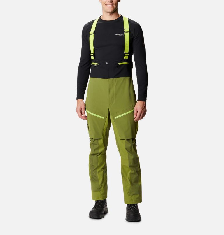 Men's Powder Chute Ski Bib, Color: Bright Chartreuse, image 1
