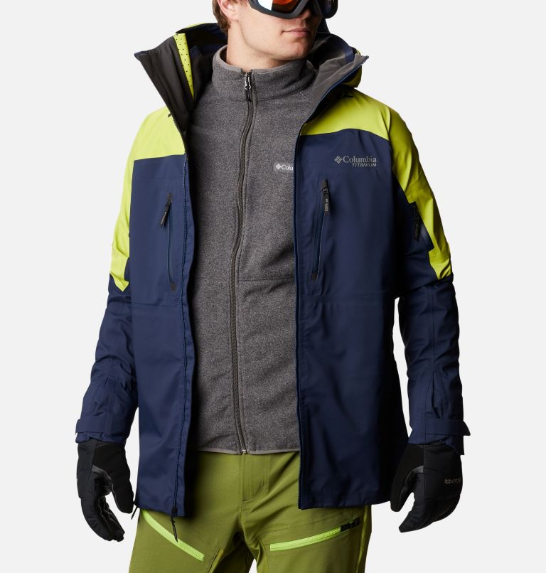 Men's Peak Pursuit Shell, Color: Collegiate Navy, Bright Chartreuse, image 12