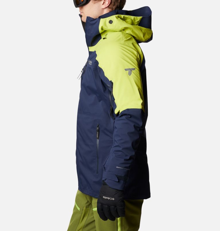 Men's Peak Pursuit Shell, Color: Collegiate Navy, Bright Chartreuse, image 3
