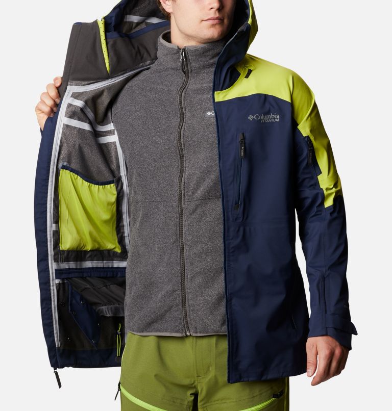Men's Peak Pursuit Shell, Color: Collegiate Navy, Bright Chartreuse, image 5