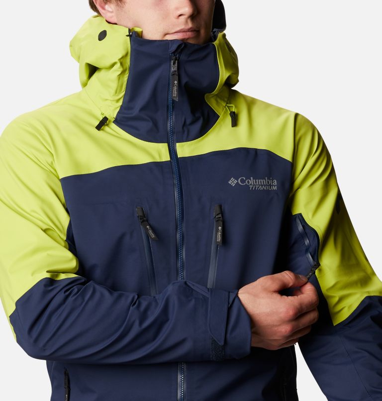 Men's Peak Pursuit Shell, Color: Collegiate Navy, Bright Chartreuse, image 6