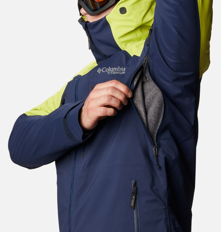 Thumbnail: Veste de ski Peak Pursuit pour homme, Color: Collegiate Navy, Bright Chartreuse, image 7